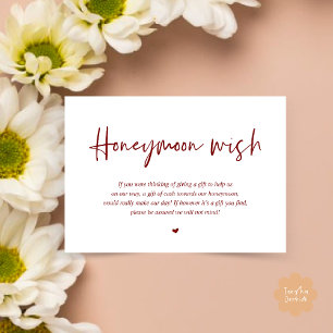Wedding Honeymoon Wish Fund Cash Enclosure Card