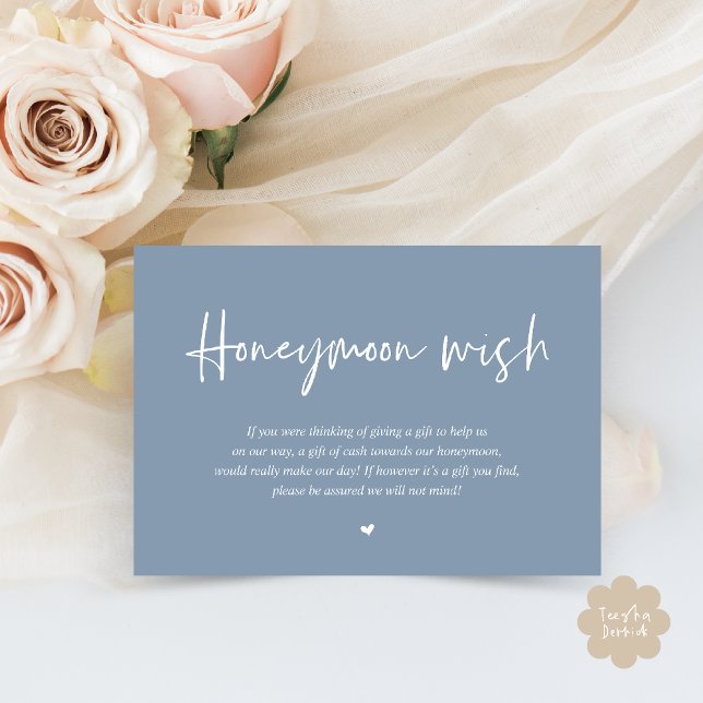 Wedding Honeymoon Wish Fund Cash Enclosure Card (Wedding Honeymoon Wish Fund Cash Enclosure Card in Dusty Blue)