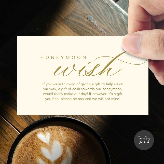 Wedding Honeymoon Wish, Fund, Cash, Modern Classy Enclosure Card (Wedding Honeymoon Wish, Fund, Cash, Modern Classy Enclosure Card, Yellow Gold)