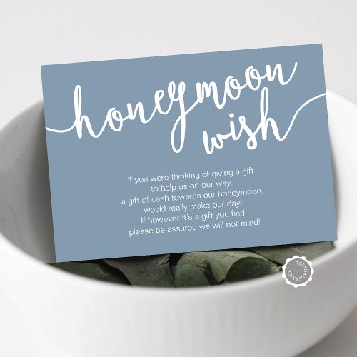 Wedding Honeymoon Wish Fund Dusty Blue Enclosure Card