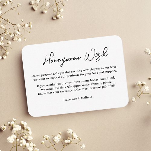 Wedding Honeymoon Wish Fund QR Code Enclosure Card