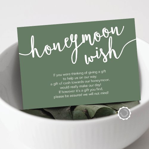 Wedding Honeymoon Wish Fund Sage Green Enclosure Card