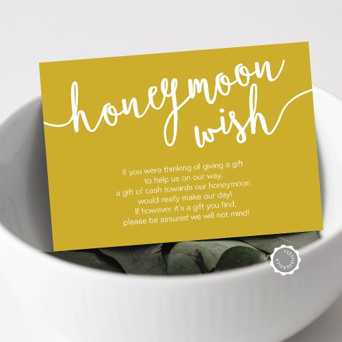 Wedding Honeymoon Wish Fund Yellow Gold Enclosure Card