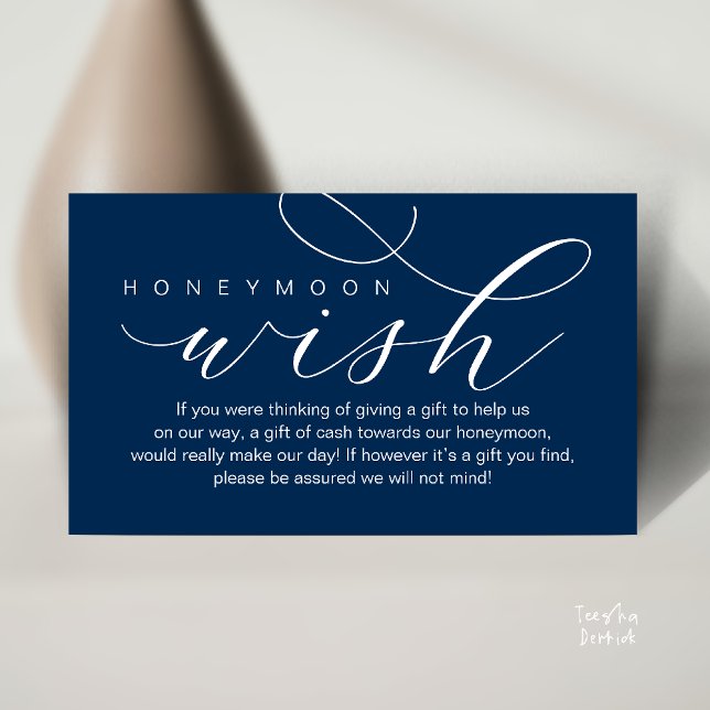 Wedding Honeymoon Wish, Modern elegance minimal Enclosure Card (Wedding Honeymoon Wish, Cash, Modern elegance minimal Enclosure Card in Classy Navy Blue)