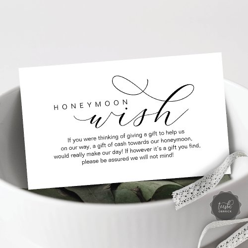 Wedding Honeymoon Wish Modern elegance minimal Enclosure Card