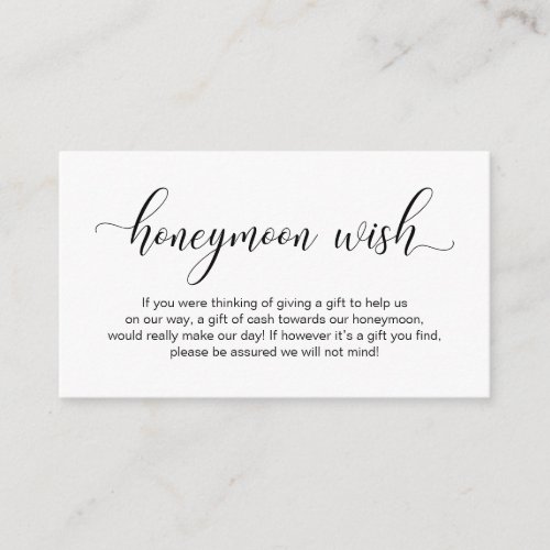 Wedding Honeymoon Wish Modern Elegant Script Enclosure Card