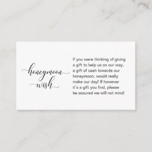 Wedding Honeymoon Wish, Modern Elegant Script Enclosure Card