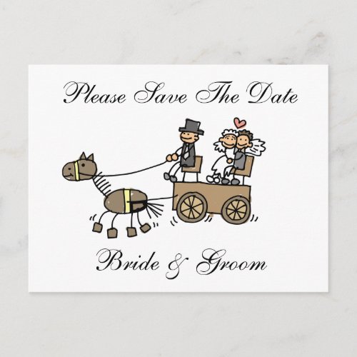 Wedding Horse And Carriage Save The Date Announcement Postcard