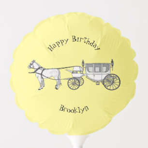 Wedding horse & carriage cartoon illustration balloon