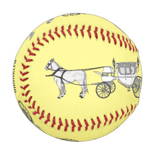 Wedding horse & carriage cartoon illustration baseball