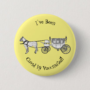 Wedding horse & carriage cartoon illustration button