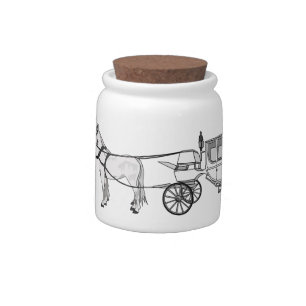 Wedding horse & carriage cartoon illustration candy jar