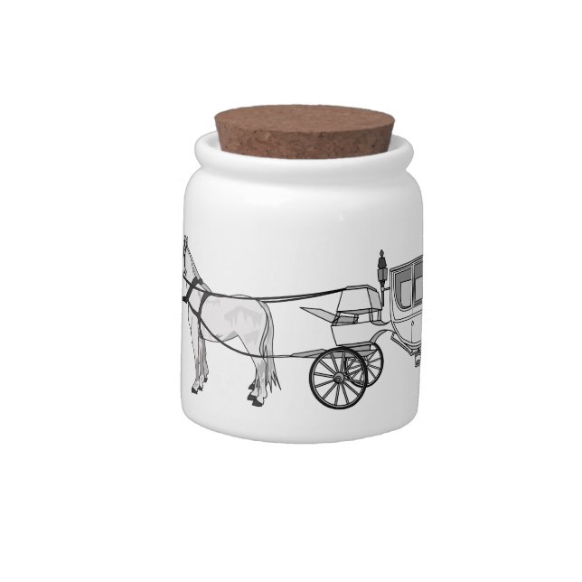 Wedding horse & carriage cartoon illustration candy jar (Left)