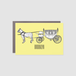 Wedding horse & carriage cartoon illustration car magnet