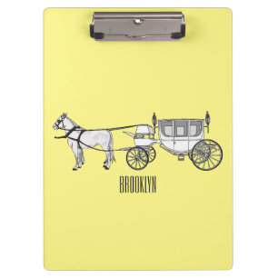 Wedding horse & carriage cartoon illustration clipboard