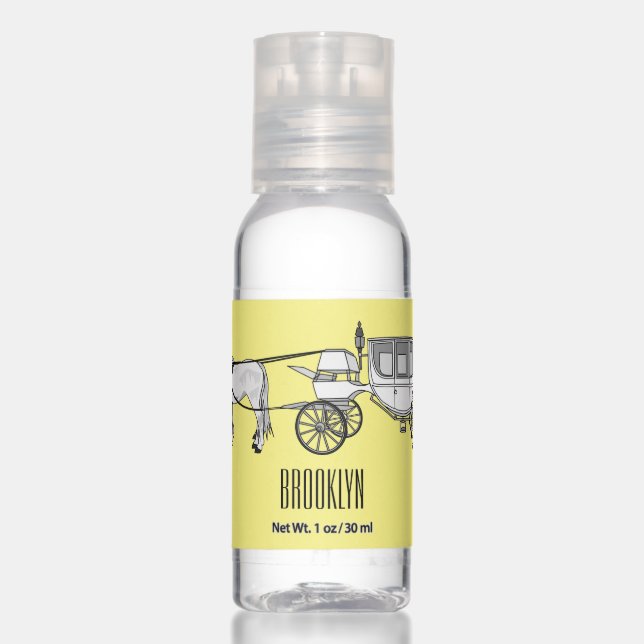 Wedding horse & carriage cartoon illustration hand sanitizer (Front)