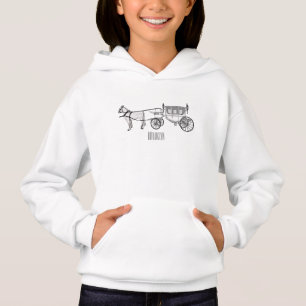 Wedding horse & carriage cartoon illustration hoodie