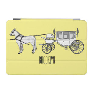 Wedding horse & carriage cartoon illustration iPad mini cover