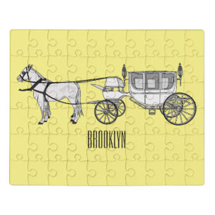 Wedding horse & carriage cartoon illustration jigsaw puzzle