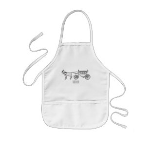 Wedding horse & carriage cartoon illustration kids' apron