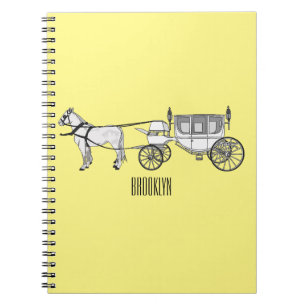 Wedding horse & carriage cartoon illustration notebook