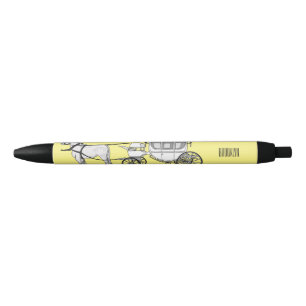 Wedding horse & carriage cartoon illustration pen