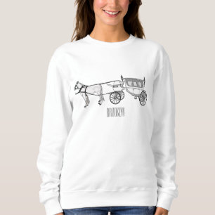 Wedding horse & carriage cartoon illustration sweatshirt