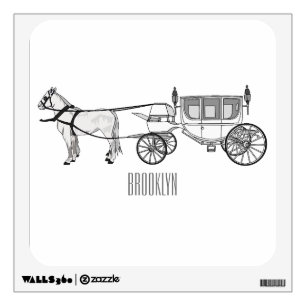 Wedding horse & carriage cartoon illustration wall decal