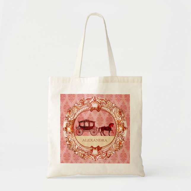 Wedding Horse & Carriage - Custom Text Tote Bag (Front)