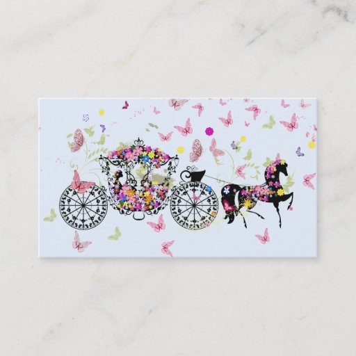 Customizable Wedding Horse & Carriage Flowers & Butterflies 2 Business Card Template