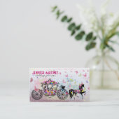 Wedding Horse & Carriage Flowers & Butterflies Business Card (Standing Front)