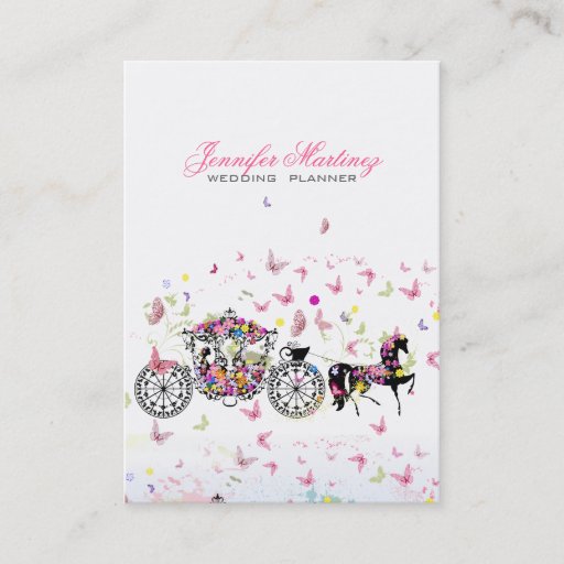 Customizable Wedding Horse &amp; Carriage Flowers &amp; Butterflies Business Card