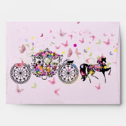 Wedding Horse  Carriage Flowers  Butterflies Envelope