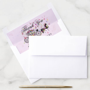 Wedding horse & carriage flowers & butterflies envelope liner