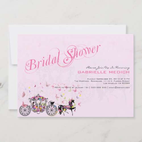 Wedding Horse &amp; Carriage Flowers &amp; Butterflies Card