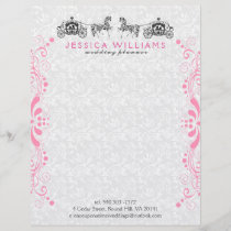 Wedding Horse & Carriage With White Damasks Letterhead