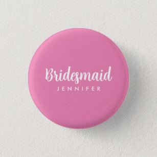 Wedding Hot Pink Bachelorette Bridesmaid Name Button