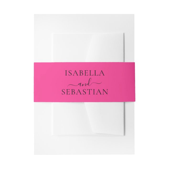 Wedding Hot Pink Fuchsia  Invitation Belly Band (Front Example)