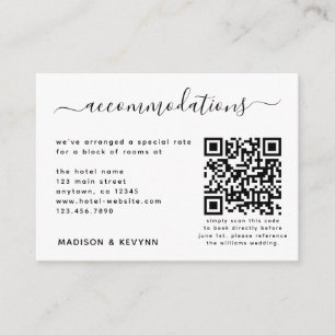 Wedding Hotel Accommodation QR Code RSVP Simple Enclosure Card