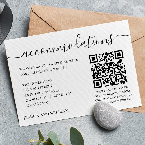 Wedding Hotel Accommodation With QR Code Enclosure Card