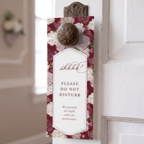 Wedding Hotel Burgundy Red Hydrangea Floral Door Hanger