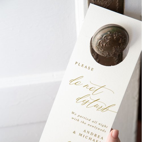 Wedding Hotel Door Hangers Gold Do Not Disturb