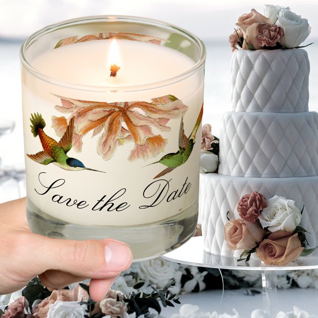 Wedding Hummingbird Blush Pink Save the Date Scented Candle (Creator Uploaded)