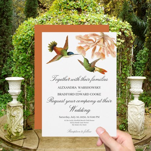 Wedding Hummingbird Lily Watercolor Terracotta