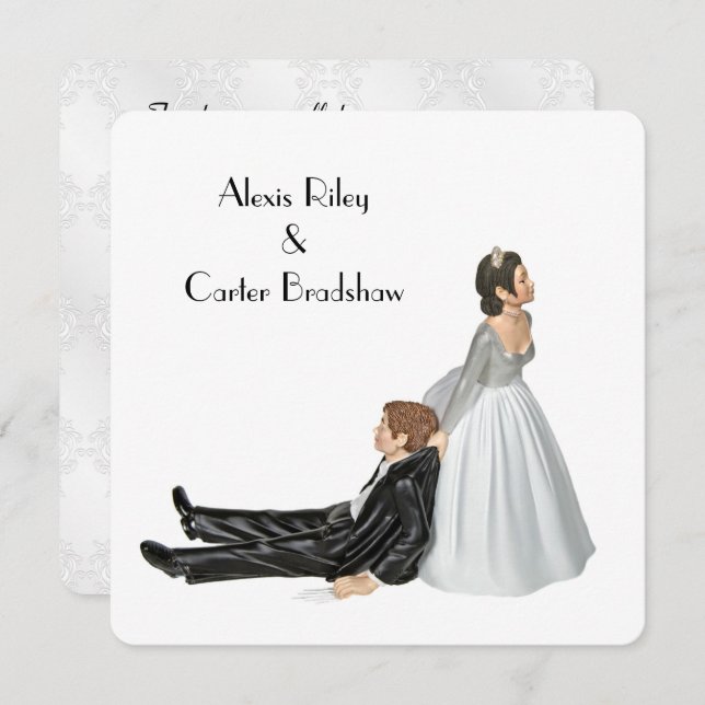 Wedding Humor On White  Invitation (Front/Back)