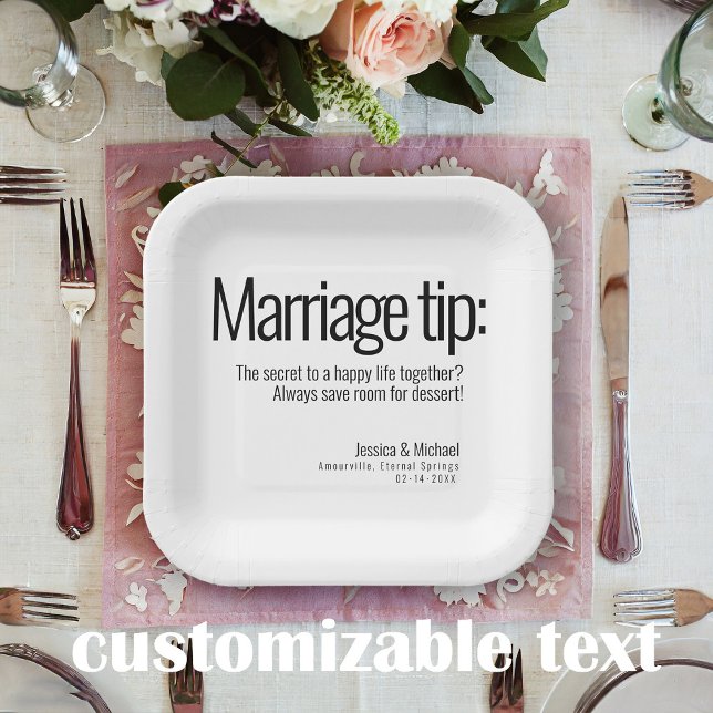 💍 Wedding Humorous Minimalist Elegant  Paper Plates (Square Paper Plate from the Elegance Collection – a whimsically delightful addition to your wedding )