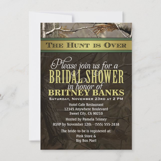 Wedding Hunting Camo Bridal Shower Invitations (Front)