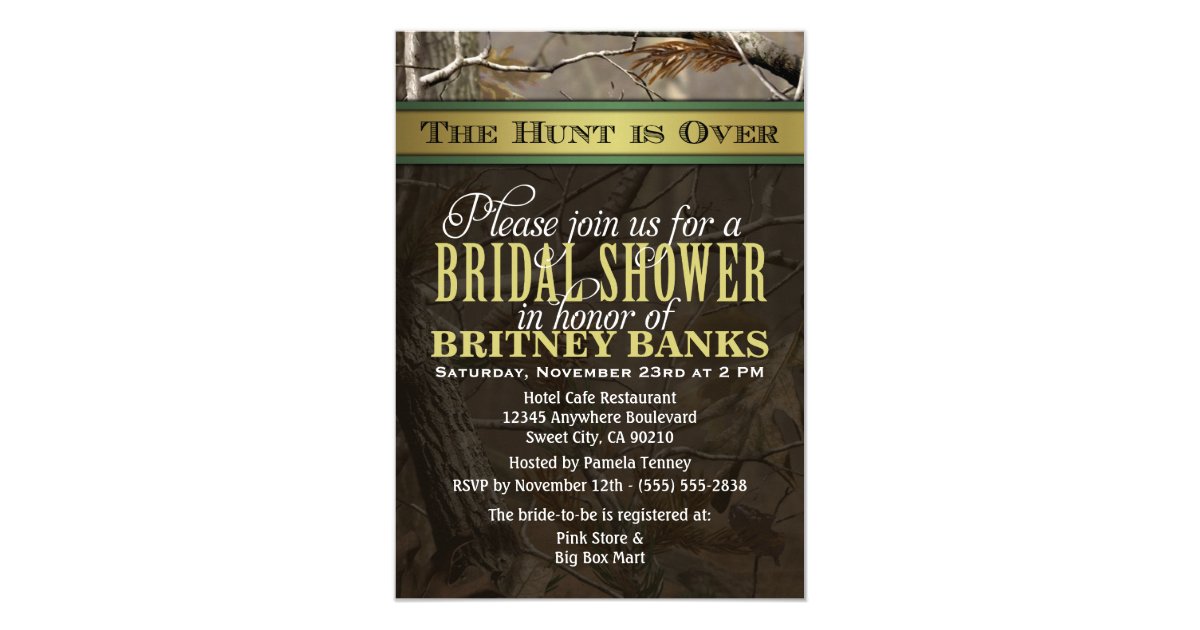 Wedding Hunting Camo Bridal Shower Invitations