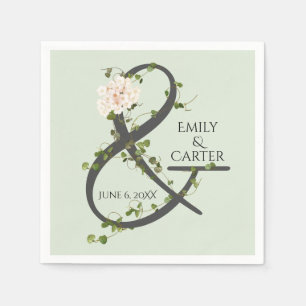 Wedding Hydrangea and Ivy Ampersand  Napkins