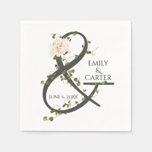 Wedding Hydrangea and Ivy Ampersand Napkins